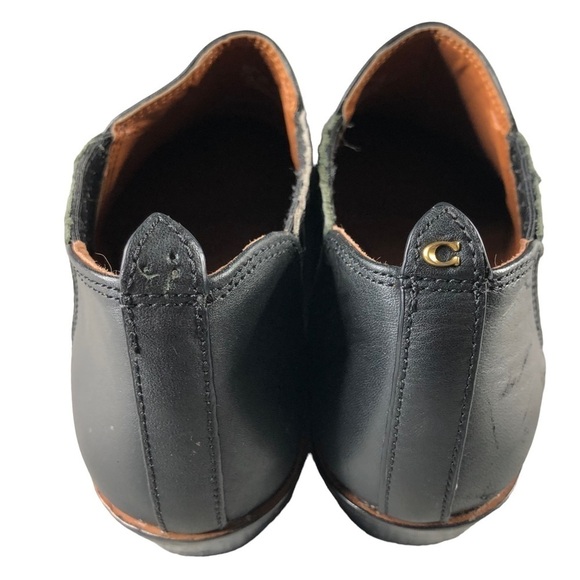 Coach Womens Black Devin Leather Western Low Booties, Almond Toe - Picture 6 of 11